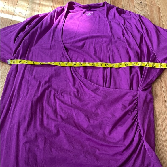 Lands' End Top Womens 3X Purple Wrap Front Short Sleeve Active Workout Lounge - Picture 4 of 9